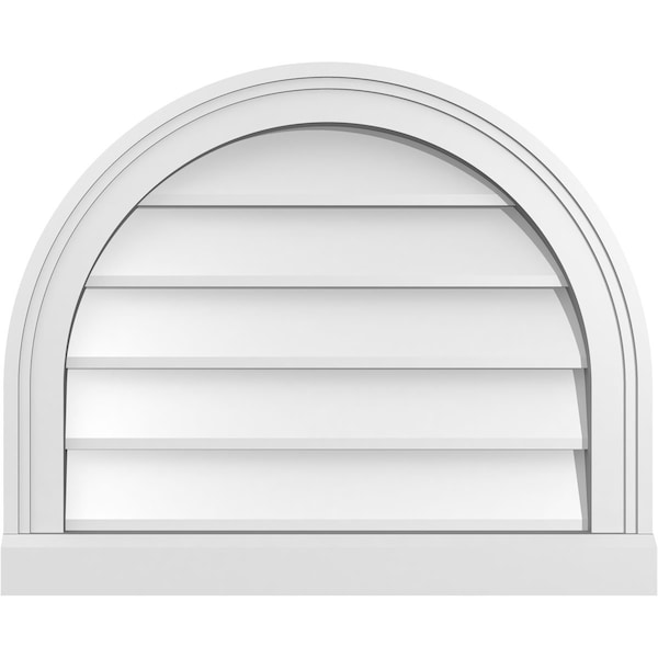 Ekena Millwork Round Top Surface Mount PVC Gable Vent w/ 2"W x 2"P Brickmould Sill Frame, 22"W x 18"H GVPRT22X1803SN - main